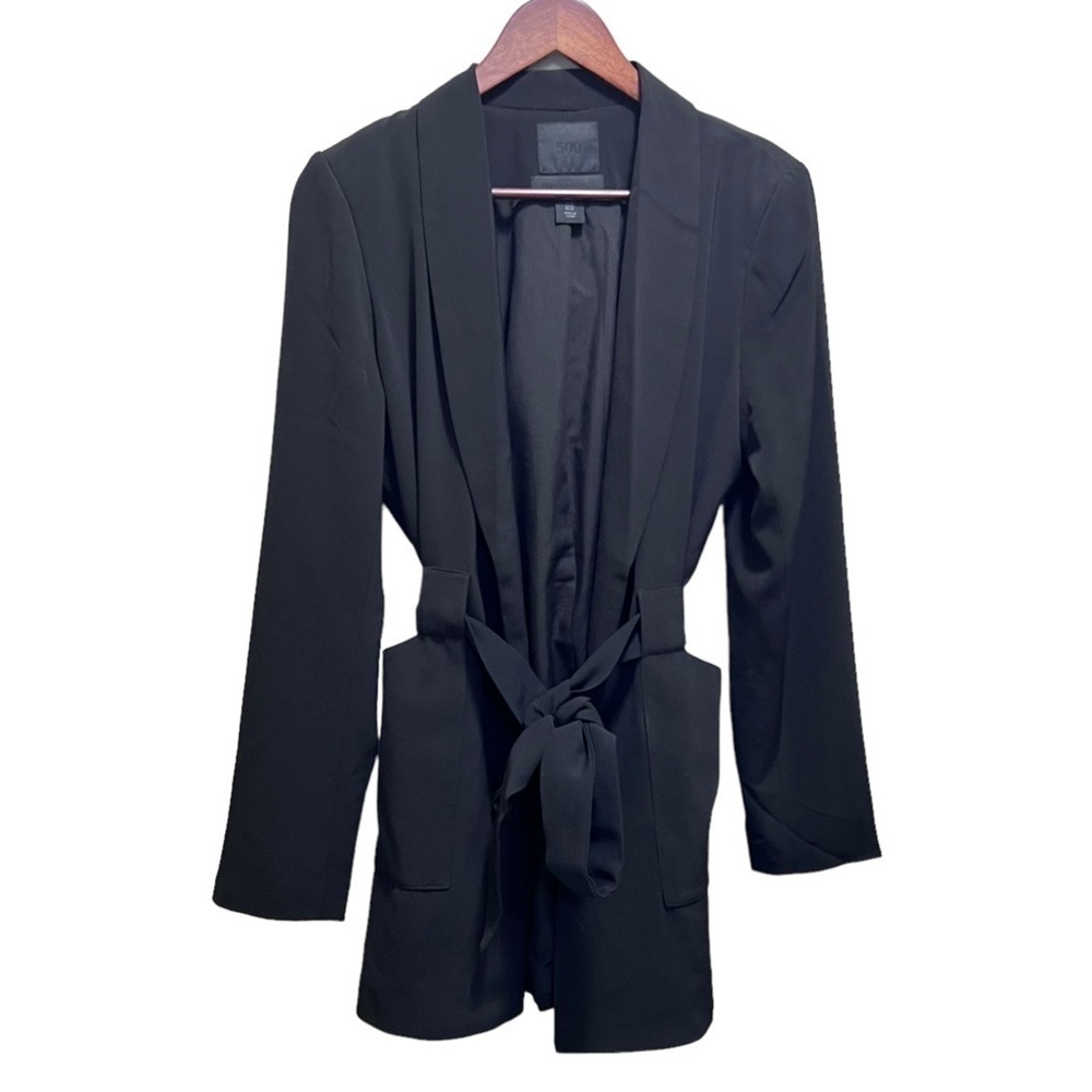 Maison Cinqcent 500 Black Belted Blazer Coat Size Medium